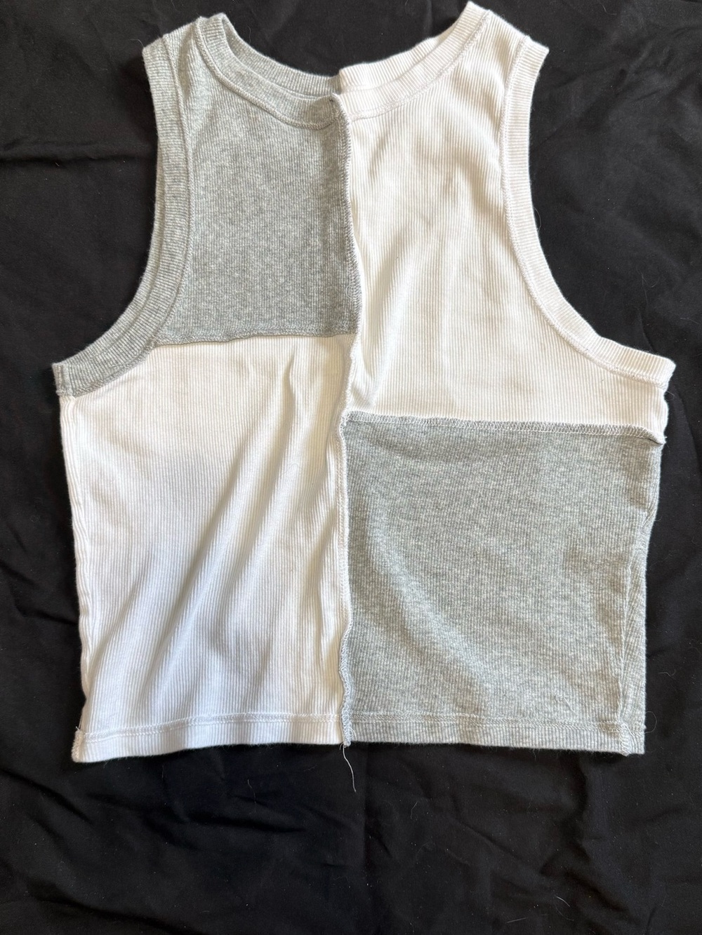 Hollister Girls White and Light Gray Colorblock Ribbed Tank